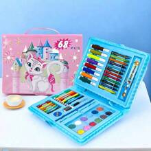 1 Set/68pcs Watercolor Pens, Art Painting Tools, Crayons, Stationery Gift Drawing Set, Writing Supplies, Learning Supplies (Box Color & Pattern Shipped Randomly)