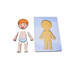 Brinquedo Educativo Partes Do Corpo humano Menino branco encaixe Jogo Tabuleiro quebra cabeça corpo humano aprender escola casa creche divertido montessori para educação Infantil Rick Brinck