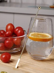 6入組家庭用304不銹鋼攪拌棒，創意飲品攪拌棒，餐廳長柄金屬吧匙，廚房工具，適用於夏季沙灘派對、食物、露營、收納、房間裝飾、廚房用品。 - 金色 - 查看 1