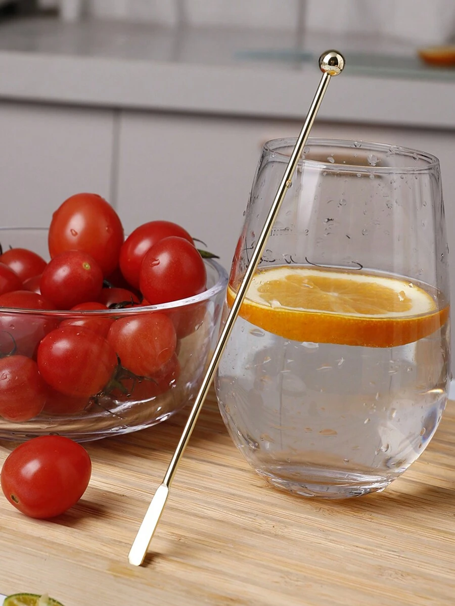 6入組家庭用304不銹鋼攪拌棒，創意飲品攪拌棒，餐廳長柄金屬吧匙，廚房工具，適用於夏季沙灘派對、食物、露營、收納、房間裝飾、廚房用品。 - 金色 - 查看 1