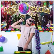 Disco 70s Theme Party Decorations Back To 60s 70s 80s 90s Let's Boogie Disco Dancing Night Photography Photo Booth Background Disco Birthday Party Supplies, 72.8 X 43.3 Inches - 1 - View 4