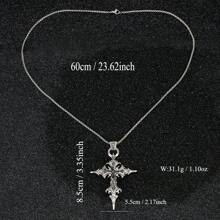1pc Fashionable Gothic Nail Cross Skull Pendant Necklace, Halloween Necklace - Antique Silver - View 6