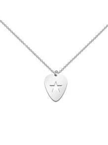1pc Punk Style Guitar Pick Star Chain Necklace Alternative Gothic Cross Pendant Necklace For Men Women Daily Wear; Chain Length: 50cm