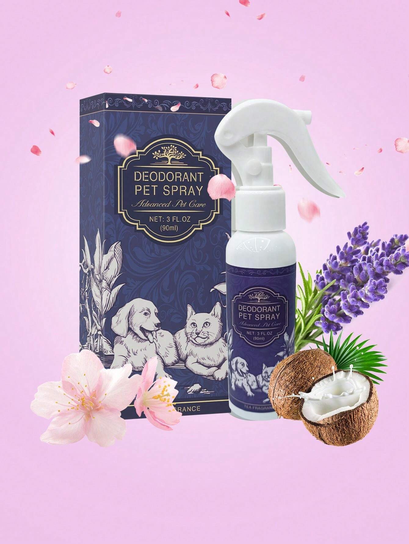 Sakura Lavender Dog Deodorizing Spray Lightly Scented Dog Deodorizer