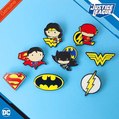  DC Hero Badge, Cartoon Q-Version Justice League Hero Brooch Versatile Fashion Kawaii Metal Badge Cool Clothing Bags Decorate Accessories[Officially Licensed]