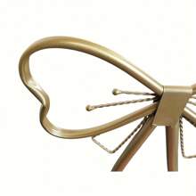 Silla con respaldo de lazo para tocador de maquillaje, asiento de mesa auxiliar con patas de metal dorado y cojín de terciopelo para habitación de niña o hija - harina de oro - Ver 5