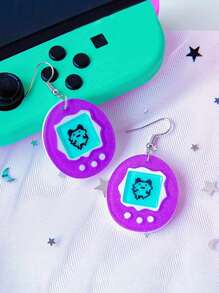 1 par de lindos aretes de mascota electrónica de acrílico, regalo divertido y único para familiares y amigos