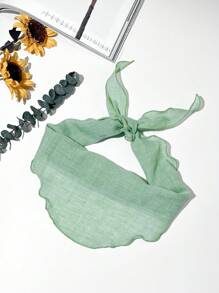 1 peça de lenço fofo e estiloso com cor sólida minimalista e borda ondulada, lenço triangular multifuncional para uso casual, férias e moda versátil