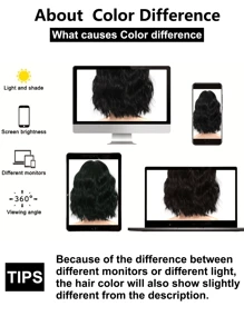 Short Wavy Black Wig With Bangs Women Curly Bob Hair Wigs Heat Resistant Synthetic Wig Daily Party Cosplay Use