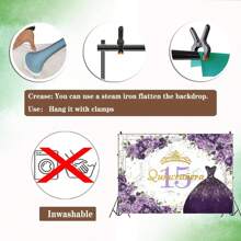 Telón de fondo de fotografía para quinceañera de 15 años para decoraciones de fiesta de cumpleaños dulce de 15 telón de fondo fotográfico en color morado, accesorio de fotografía en vinilo - Sección B - Ver 6
