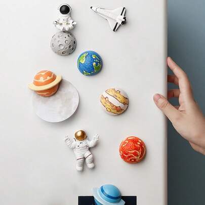 1/2/4/9pcs Creative Solar System Planets Fridge Magnet - Earth, Moon, Mars, Jupiter, Saturn, Sun, Astronaut, Spaceship - Cute Decorative Magnetic Sticker For Home Decoration And Gift Birthday Gifts Graduation