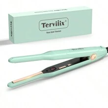 Terviiix 3/10" Small Flat Iron, Pencil Flat Iron For Short Hair, Pixie Cut And Bangs, Ceramic Mini Hair Straightener For Edges With LCD Display, Tiny Hair Straightener With Auto Shut Off, Light Pink - Mint Green - View 1