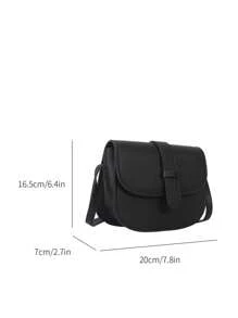 New Ladies Retro Soft Surface Leather Saddle Crossbody Mini Small Bag - Black - View 6