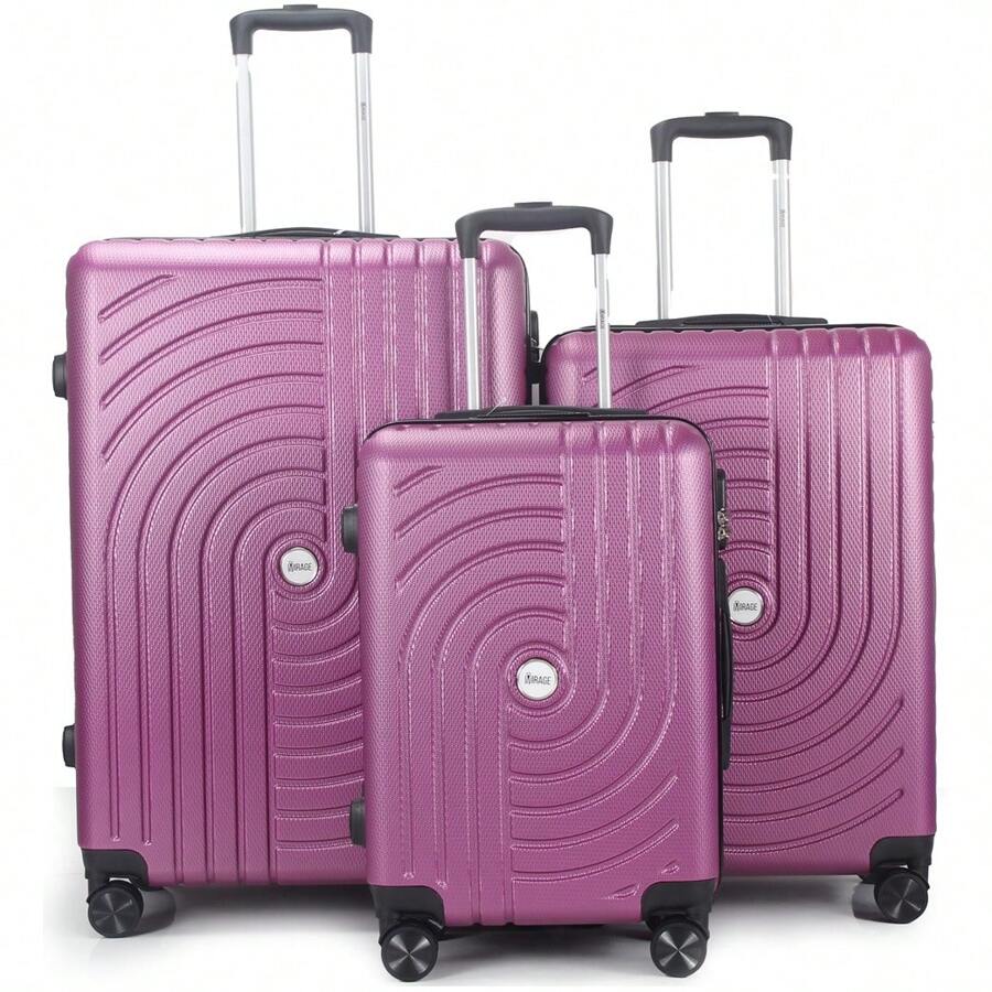 ABS Hard Shell Lightweight 360 Dual Spinning Wheels Combo Lock 28" 24", 20" 3 Piece Luggage Set - Mauve Purple - View 1