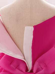Vestido de fiesta de organza con flores para niñas bebés, con tirantes, incluye diadema como set de regalo - Rosa Fucsia - Ver 9