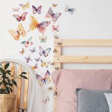 1 件卡通多色蝴蝶墙贴、贴纸、墙贴花、乙烯基贴花用于家居装饰、春季装饰品让您的家焕然一新、节日装饰贴纸礼物生日毕业