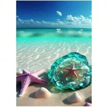 1入組海灘帆布畫，海邊貝殼、海星海洋海報壁畫印刷風景北歐牆壁圖片家居裝飾，不附框架