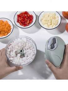 Cortador Para Verdura Manual Picador Salsa Triturador Y Batidor Frutas Y Verduras practico - Gris - Ver 4