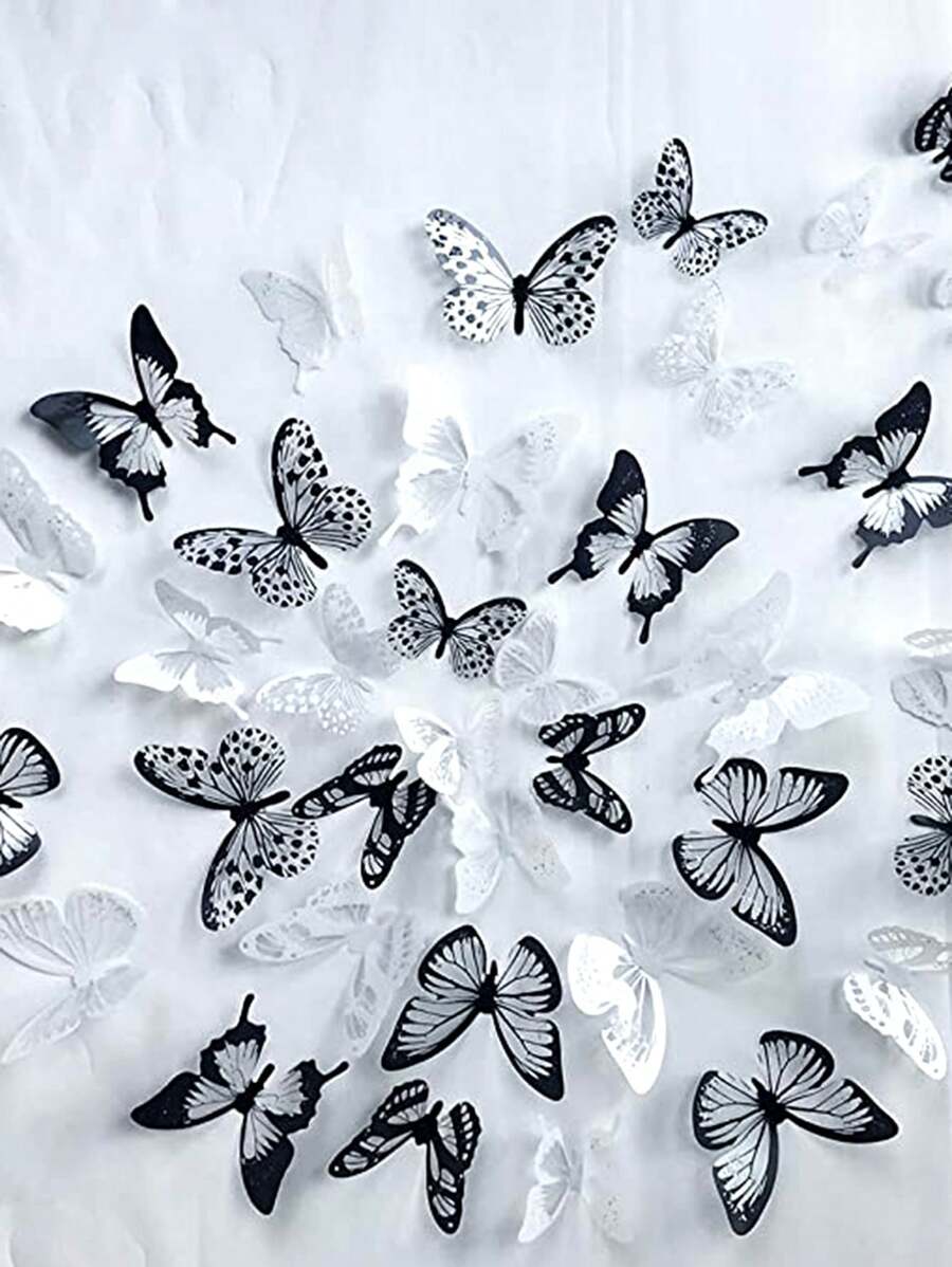 12pcs 3D Butterfly Stickers, Home Furniture Office Party Decoration - Multicolor - View 1