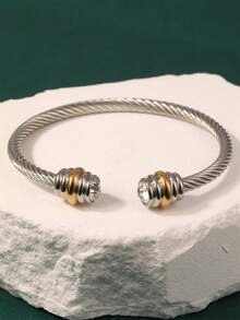 3入組全新簡約不凡的不鏽鋼女手鍊和手鐲，適用於平日佩戴 - 銀色 - 查看 5