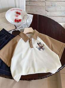 New Young Boy Casual Polo Collar Cartoon Short Sleeve Shirt For Summer - White - View 2