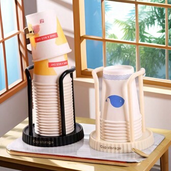 1 件简易纸杯架家用一次性杯子收纳架多功能桌面咖啡茶杯收纳架，杯子分配器促销