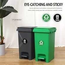 4pcs Recycling Stickers, Self-Adhesive Recycling And Trash Bin Sign Stickers, Circular Sign Recycling Stickers For Garbage Bin, Recycling Container, Waterproof Kitchen Recycling Stickers - Multicolor - View 4