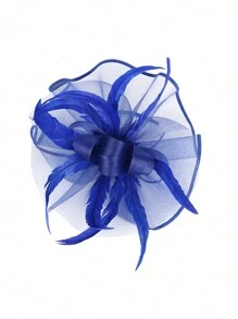 1pc Fascinators Kentucky Derby Hats Flower Headwear Ribbons For Women Tea Party Cocktail Wedding Feathers Hair Clip Halloween - A - View 8