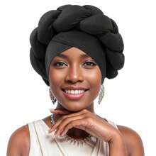 Women's Turbans Solid Color African Exaggerated Style Handmade Twisted Milk Silk &  Braid Cap, Casual Comfortable Daily Headscarf Hat
