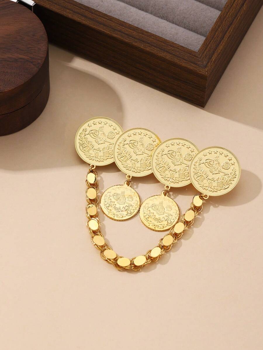 1 Miếng Đơn giản & Sang trọng 18K MẠ Thủ công Hợp kim đồng Chuỗi Trâm cài , Thích hợp Đối với phụ nữ Đến Mặc at Đám cưới & Lễ hội - Vàng - Xem 1