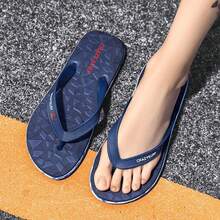 Men Letter Print Casual Outdoor PVC Slippers - Blu - Visualizzare 3
