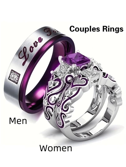 Bộ nhẫn thép không gỉ dành cho nam phong cách mới thời trang với 1 chiếc nhẫn nam và 2 chiếc nhẫn cô dâu nữ dùng cho đám cưới, lễ đính hôn và tiệc tùng