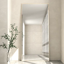 CASSILANDO 165x60cm Floor Mirror, Floor Large Mirror, Standing Mirror, Against Wall For Bedroom, Cladding And Wall Mounted Thin Frame Mirror, Black,Gold