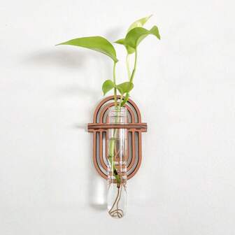 1pc Wall Planters For Indoor Plants, Plant Propagation Station Wall Hanging, Propagation Vases For Plants, Wall Hanging Propagation Station With Wooden Stand Plastic Test Tubes Tiered Planters Wall Terrarium For Home Office Plant Hanger Flower Vases Wall Decor Hydroponic Cuttings, Wooden Stand For Hydroponics Plants, Unique Gardening For Women Mom Plant Lovers,Home Decor ,Room Decor,Wall Decor Gifts Birthday Graduation