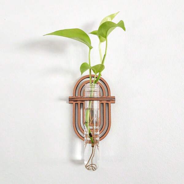 1 Peça Vaso de Parede para Plantas Internas, Estação de Propagação de Plantas de Parede Suspensa, Vasos de Propagação para Plantas, Estação de Propagação Suspensa na Parede com Suporte de Madeira, Tubos de Ensaio de Plástico, Vasos Escalonados de Parede, Terrário de Parede para Decoração Doméstica e de Escritório, Suporte para Plantas, Vasos de Flores Decorativos de Parede, Mudas Hidropônicas, Suporte de Madeira para Plantas Hidropônicas, Jardinagem Única para Mulheres, Mães e Amantes de Plantas, Decoração de Casa, Decoração de Quarto, Decoração de Parede