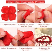 500 片丝绸玫瑰花瓣，适用于情人节、浪漫之夜、婚礼、求婚周年纪念花卉装饰，人造无纺布花瓣，适用于浪漫之夜，