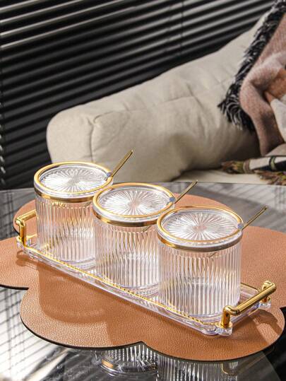 1pc/3pcs Plastic Multi-Purpose Sealed Storage Canisters, Jars Set For Living Room, Dining Room, Kitchen Containing Cereals, Candies, Cookies, Bread, Suitable For Outdoor, Wedding, Party, Gift, Birthday