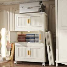 1pc Foldable 3/4/5-Tier Storage Cabinet, Made Of PP Plastic, Water-Resistant For Bathroom, Bedroom, No Odor