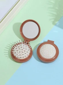 1 Pc Mini Portable Girl's Comb For Outdoor, Lightweight Bifold Travel Comb With Mirror