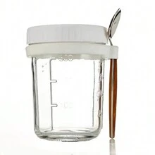 Copo de Iogurte com Tampa Hermética, Copo para Iogurte e Aveia Durante a Noite, Frasco de Salada de Vidro Portátil de 350ml com Colher, Copo de Café da Manhã - Tamanho único serve para todos - Visão 9