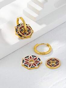 1 Paar Kupferlegierung Dual-Purpose Makronen Serie bunte Email Kleeblatt, Pentagramm, Tropfglasur geometrischer Ring modische vielseitige Damen Ohrringe, DIY Ohrringe, Muttertags Geschenk