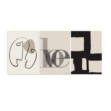 3入組線條復古抽象壁畫帆布繪畫北歐海報和印刷品現代極簡抽象臉體北歐海報和壁畫帆布繪畫客廳裝飾無框 - 彩色 - 查看 17