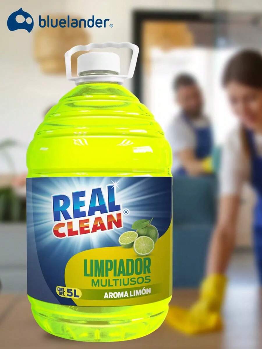 Real Clean: Jabón limpiador Multiusos y Aromatizante líquido para suelo y todo tipo de superficies - Limón (5 litros) - Ver 1