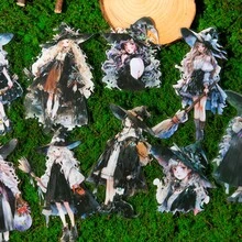 YANJI 10入組復古主題剪貼留言貼紙，創意美學貼紙，適用於DIY裝飾、節慶禮品、個性化工藝材料和學校文具 - 綠色 - 查看 5