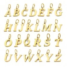 1pc Simple Fashion Golden 26 Alphabet Letters Pendant, DIY Bracelet/Necklace Pendant, Creative DIY Jewelry Making Accessories