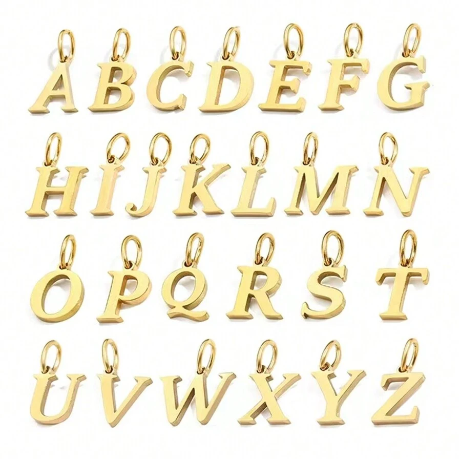 1pc Simple Fashion Golden 26 Alphabet Letters Pendant, DIY Bracelet/Necklace Pendant, Creative DIY Jewelry Making Accessories