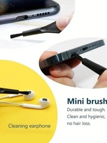 Bộ làm sạch cổng sạc nhiều trong một dành cho điện thoại thông minh có phích cắm bụi cho loa và lỗ tai nghe Màn hình bụi và bàn chải làm sạch Loa điện thoại di động Bộ công cụ làm sạch bụi loại bỏ bụi tương thích với iPhone 15 14 13 12 11 - màu đen - Xem 4