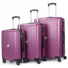 ABS Hard Shell Lightweight 360 Dual Spinning Wheels Combo Lock 28" 24", 20" 3 Piece Luggage Set - Mauve Purple - View 5