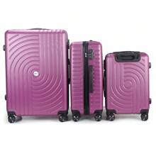 ABS Hard Shell Lightweight 360 Dual Spinning Wheels Combo Lock 28" 24", 20" 3 Piece Luggage Set - Mauve Purple - View 3