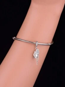 HuooNew 1 chiếc Dây chuyền cầu nguyện thánh giá bằng bạc Sterling 925 Zirconia có mặt dây chuyền đính hạt, trang sức Unisex cho bữa tiệc - Bạc - Xem 3